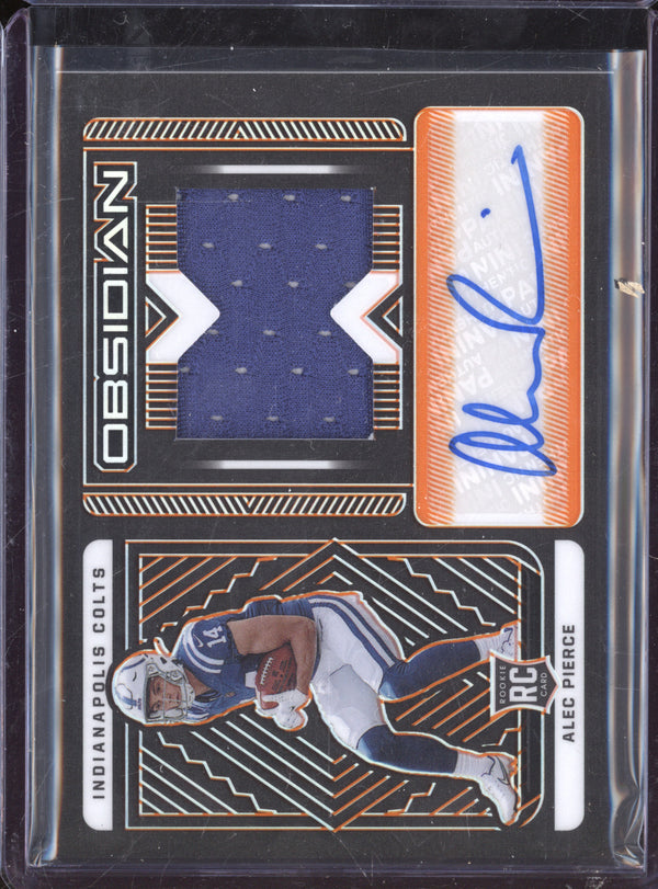 Alec Pierce 2022 Panini Obsidian 219 Rookie Jersey Auto Orange RC 5/99