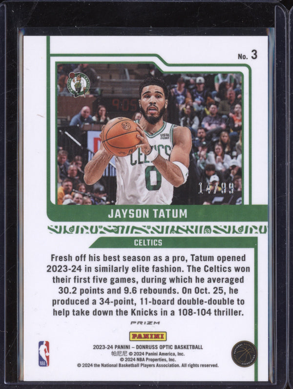 Jayson Tatum 2023-24 Panini Donruss Optic 3 Elite Dominators Red/Gold International 14/99