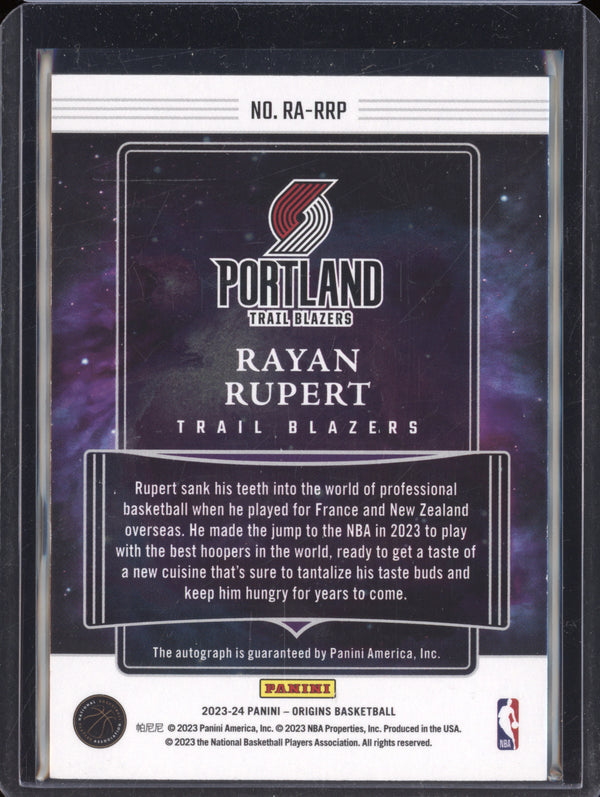 Rayan Rupert 2023-24 Panini Origins RA-RRP Rookie Auto Blue RC 33/49