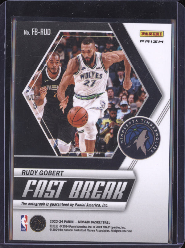 Rudy Gobert 2023-24 Panini Mosaic FB-RUD Fast Break Auto