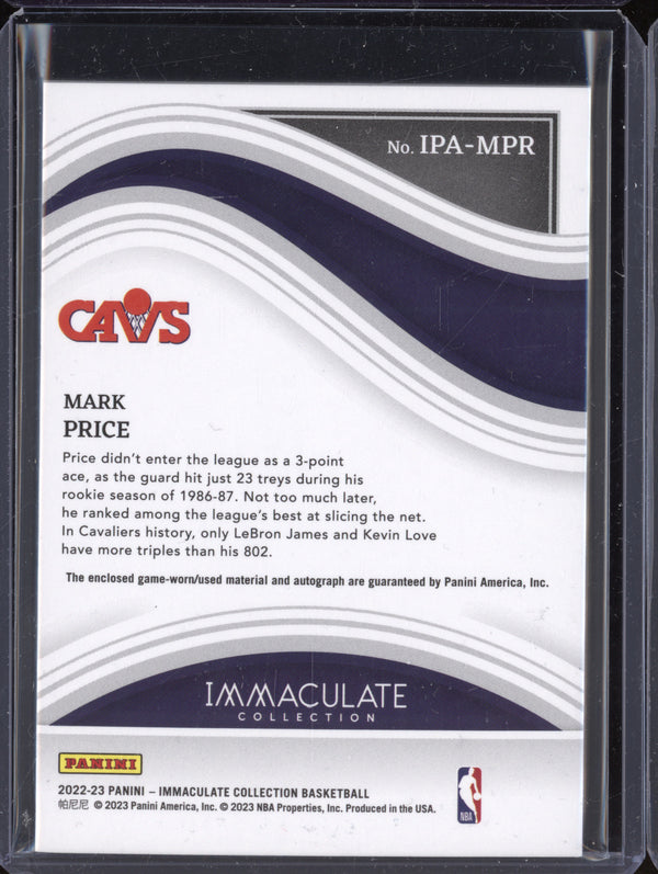 Mark Price 2022-23 Panini Immaculate IPA-MPR Patch Auto 17/25