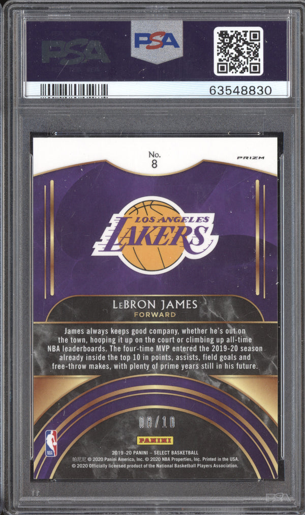 LeBron James 2019-20 Panini Select 8 Select Company Gold 6/10 PSA 9