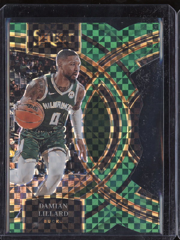 Damian Lillard 2023-24 Panini Select 138 Green Die-Cut 1/5