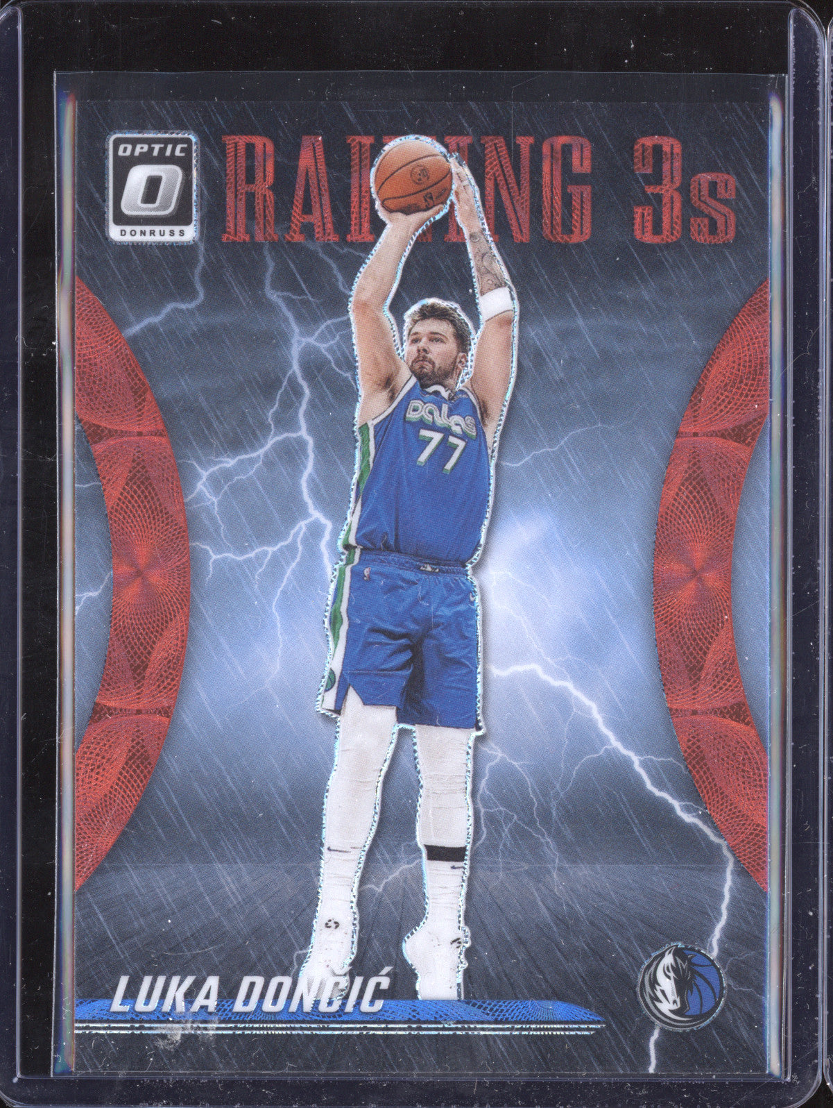 Luka Doncic 2023-24 Panini Donruss Optic 15 Raining 3s Red International