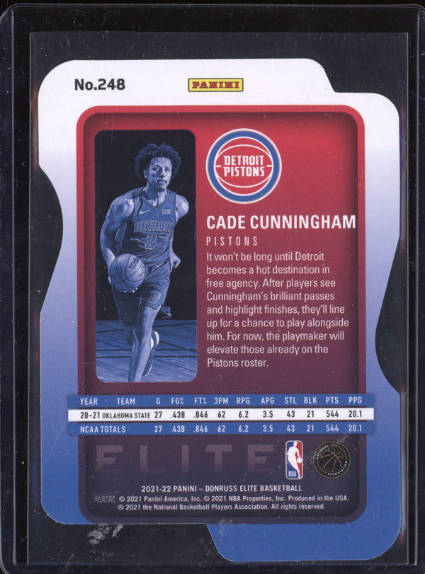 Cade Cunningham 2021-22 Panini Donruss Elite 248 Aspirations RC 47/98