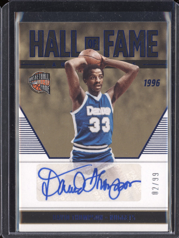 David Thompson 2022-23 Panini Chronicles HOF-DTD Hall of Fame Auto Blue 2/99