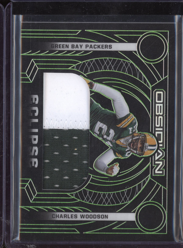 Charles Woodson 2022 Panini Obsidian ECL-CWO Eclipse Patch Green Etch 19/50