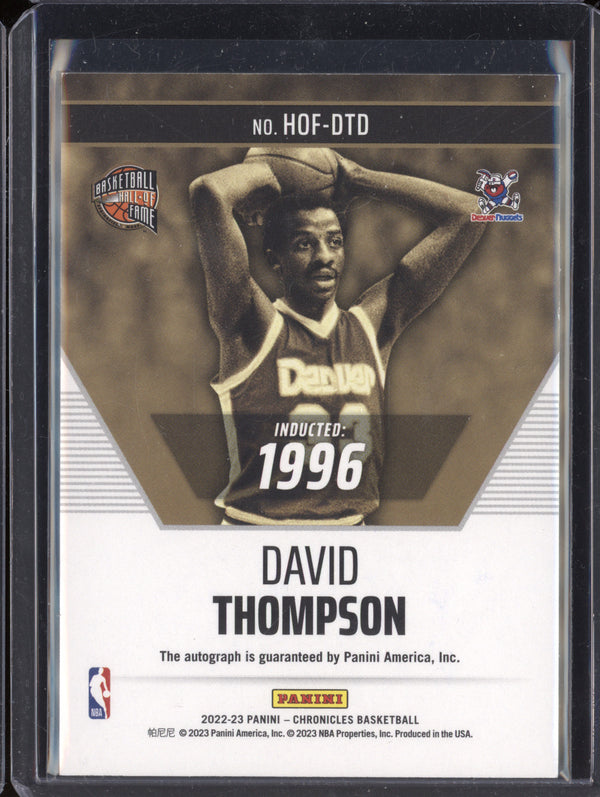 David Thompson 2022-23 Panini Chronicles HOF-DTD Hall of Fame Auto Blue 2/99