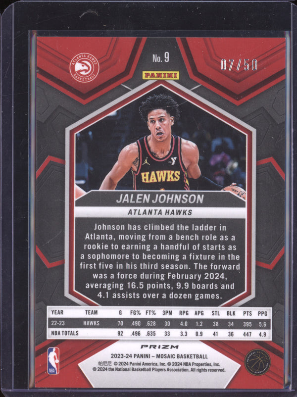 Jalen Johnson 2023-24 Panini Mosaic 9 Fast Break Mosaic Purple 7/50