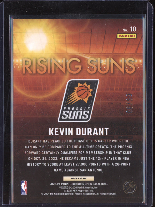 Kevin Durant 2023-24 Panini Donruss Optic 10 Rising Suns Red/Gold International 8/99