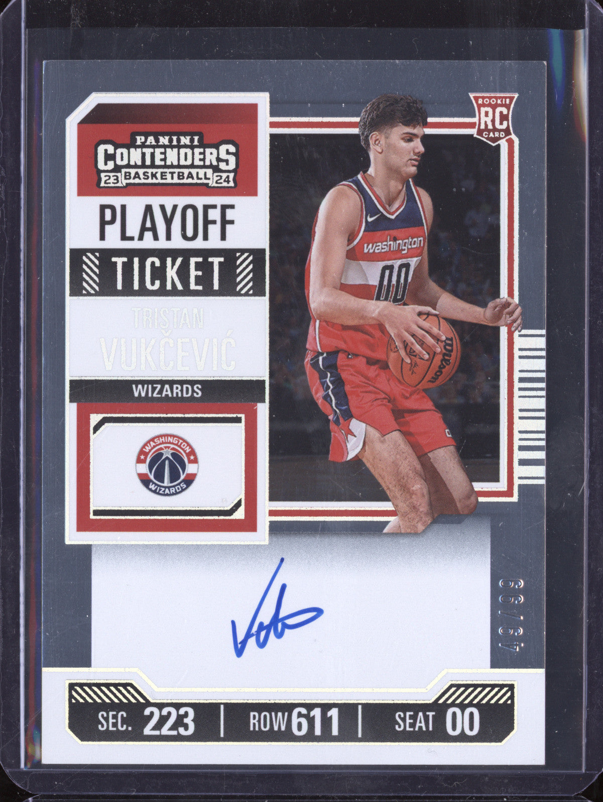 Tristan Vukcevic 2023-24 Panini Contenders 116 Playoff Ticket Auto RC 49/99