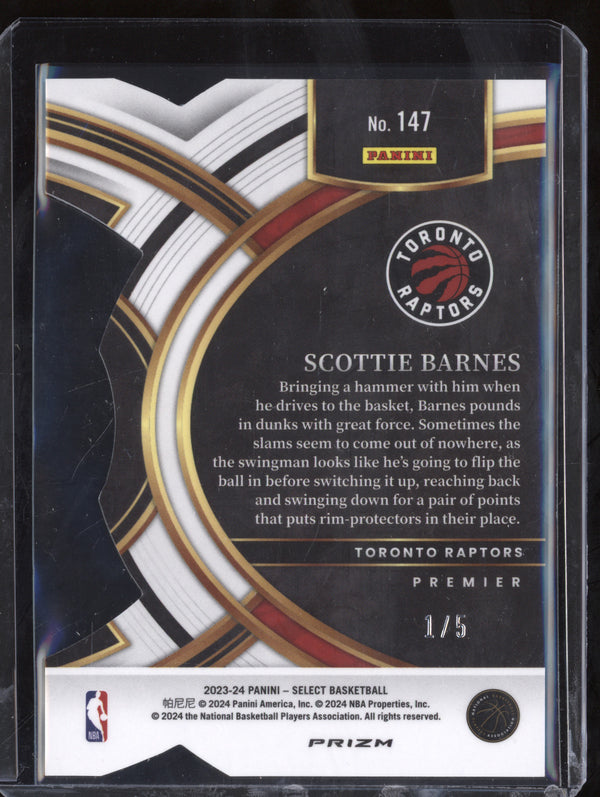 Scottie Barnes 2023-24 Panini Select 147 Green Die-Cut 1/5