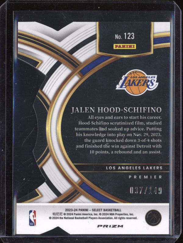 Jalen Hood-Schifino 2023-24 Panini Select 123 White Die-Cut RC 37/149