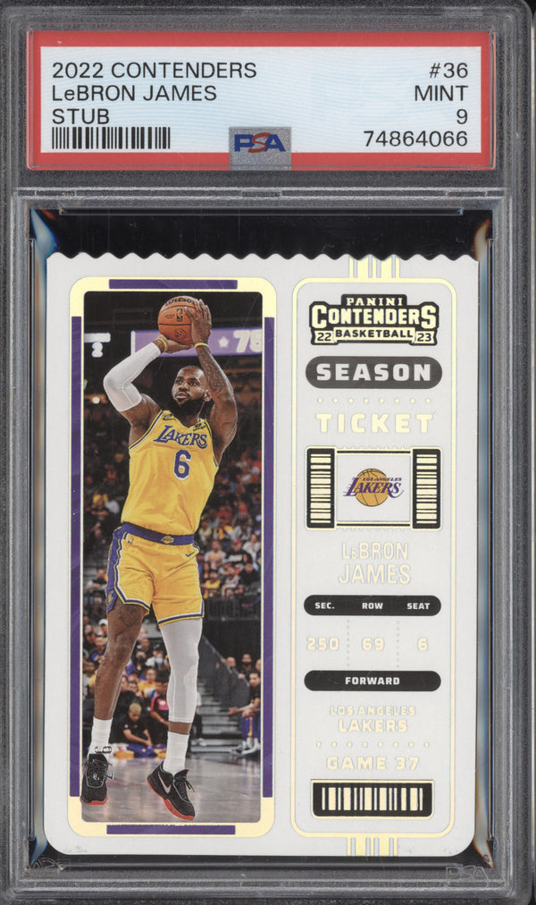 LeBron James 2022-23 Panini Contenders 36 Stub 2/6 PSA 9