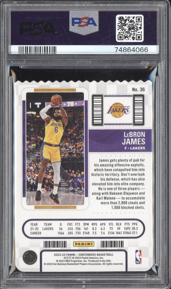 LeBron James 2022-23 Panini Contenders 36 Stub 2/6 PSA 9