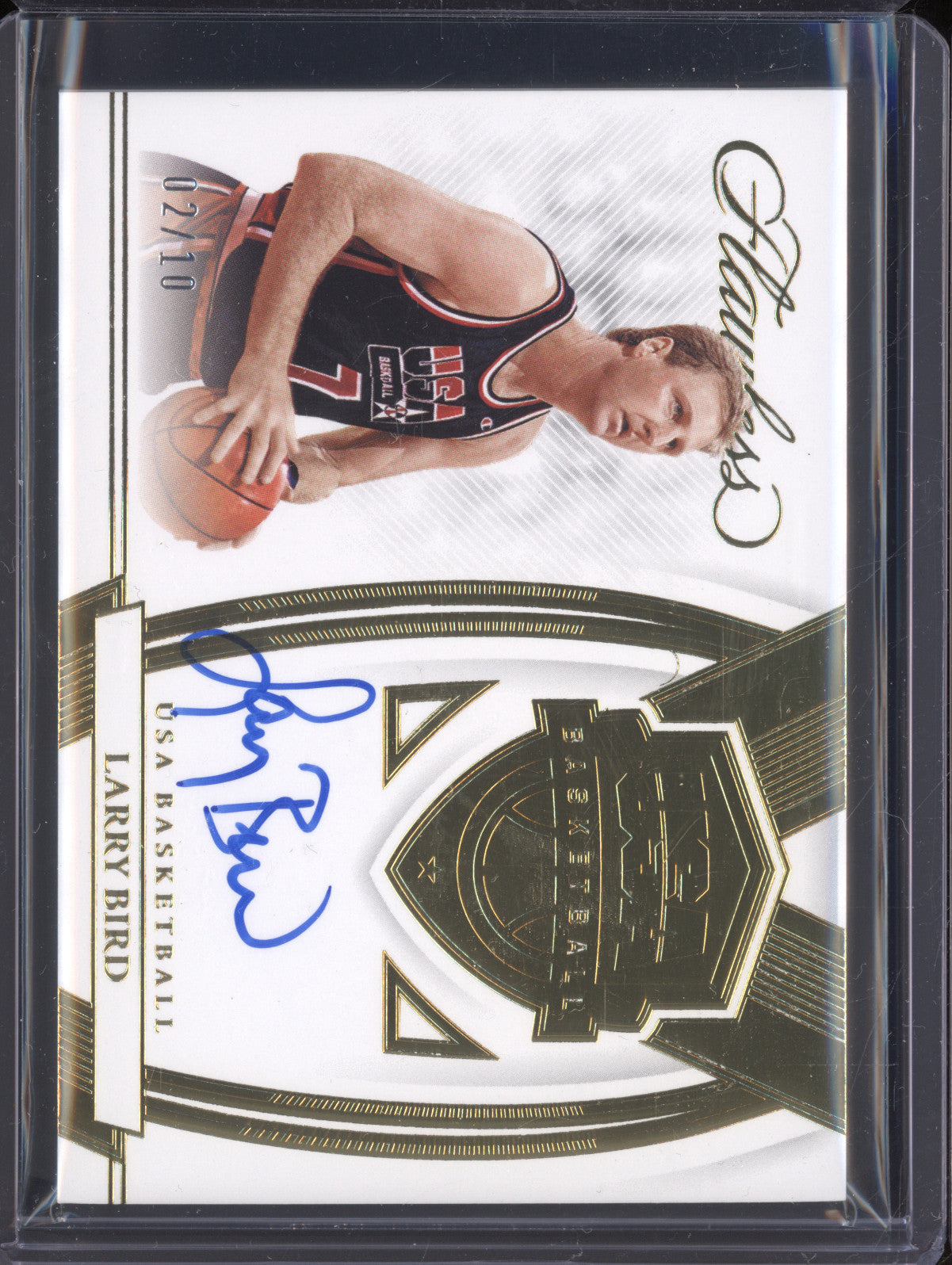 Larry Bird 2021-22 Panini Flawless USA-LBC USA Basketball Autograph Gold 2/10