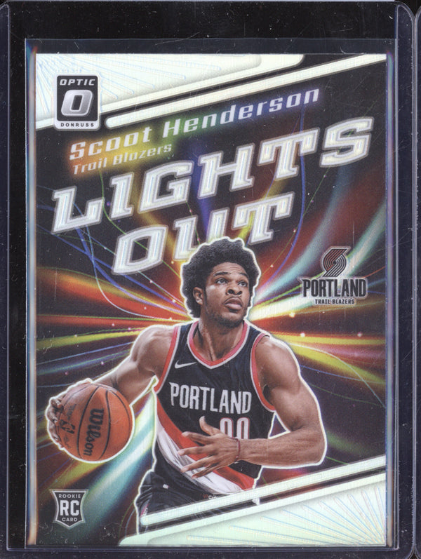 Scoot Henderson 2023-24 Panini Donruss Optic 14 Lights Out Holo RC