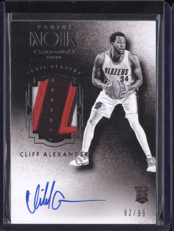 Cliff Alexander 2015-16 Panini Noir 222 Autograph Patch Rookie Black & White RC 82/99