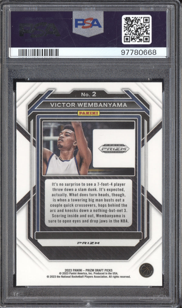 Victor Wembanyama 2023 Panini Prizm Draft Picks 2 Hyper RC PSA 10