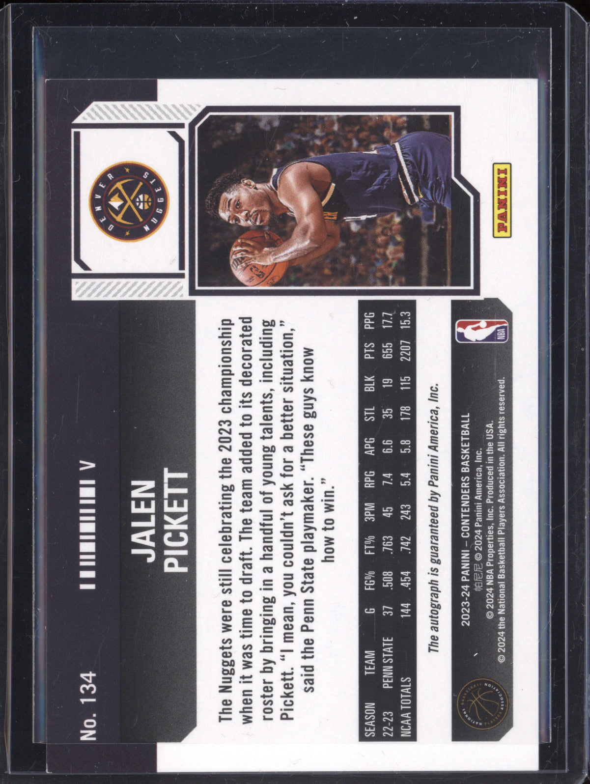 Jalen Pickett 2023-24 Panini Contenders 134 The Finals Ticket Auto RC 19/49