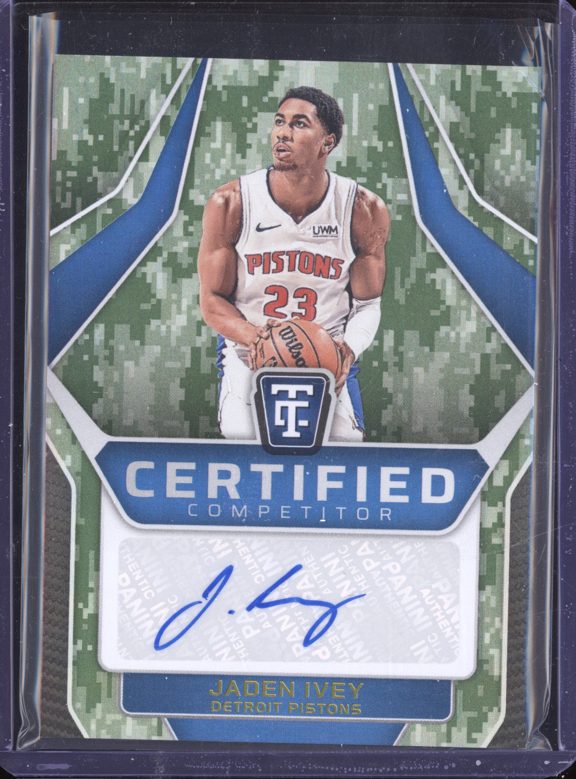 Jaden Ivey 2024-25 Panini Totally Certified CCA-JAD Competitor Auto Camo /25