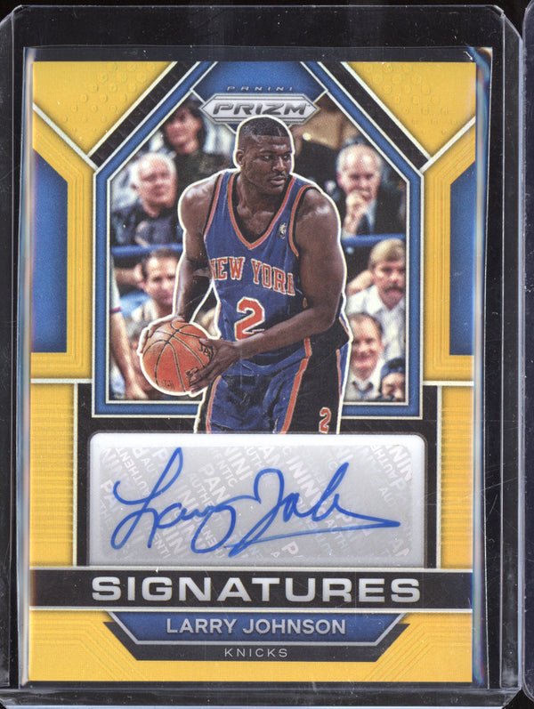 Larry Johnson 2022-23 Panini Prizm SIG-LJO Signature Gold 6/10