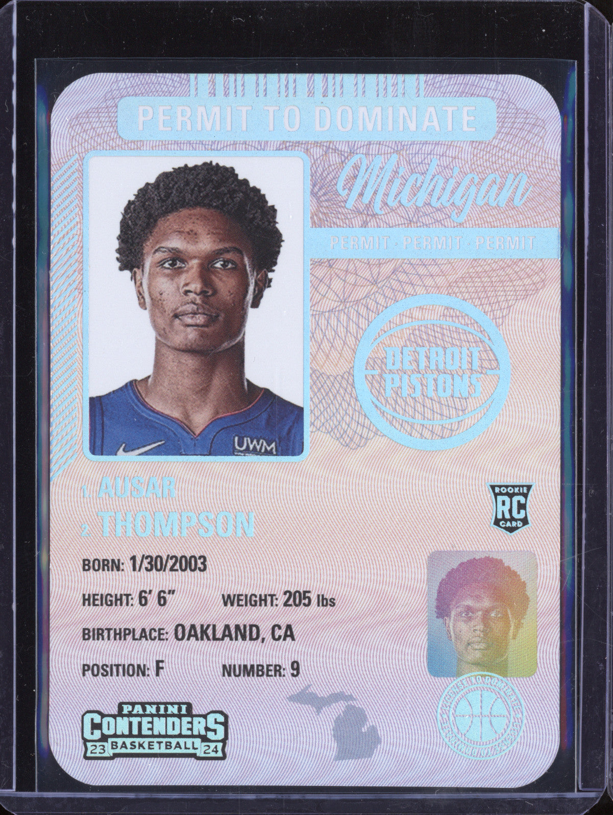 Ausar Thompson 2023-24 Panini Contenders 7 Permit to Dominate RC