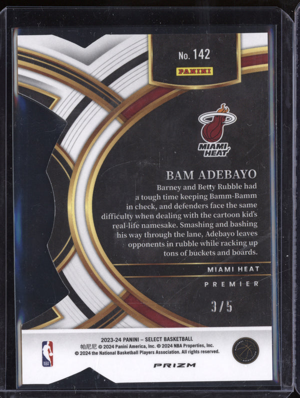 Bam Adebayo 2023-24 Panini Select 142 Green Die-Cut 3/5