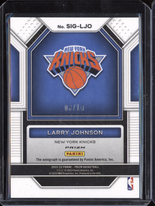 Larry Johnson 2022-23 Panini Prizm SIG-LJO Signature Gold 6/10