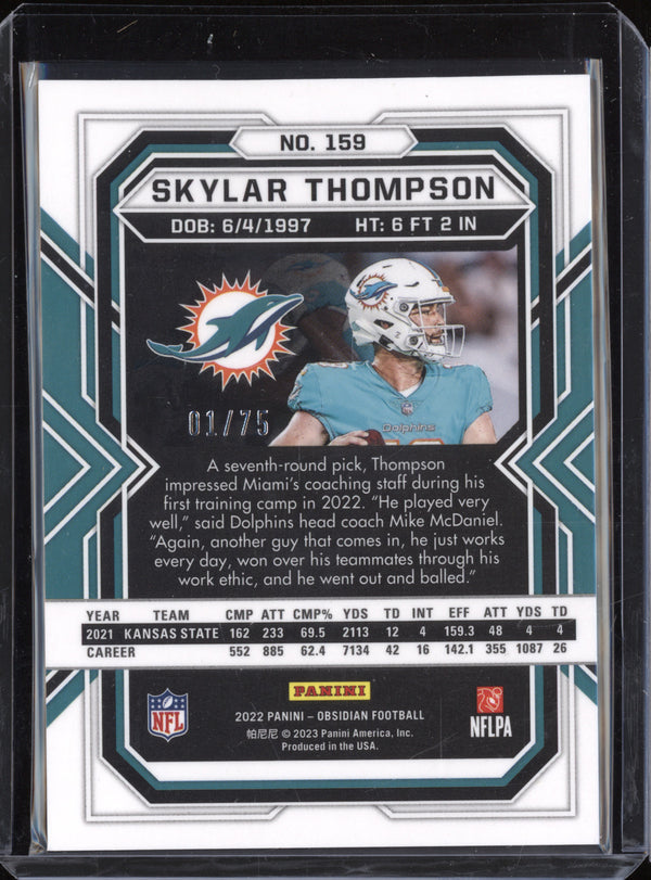 Skylar Thompson 2022 Panini Obsidian 159 Orange Etch RC 1/75