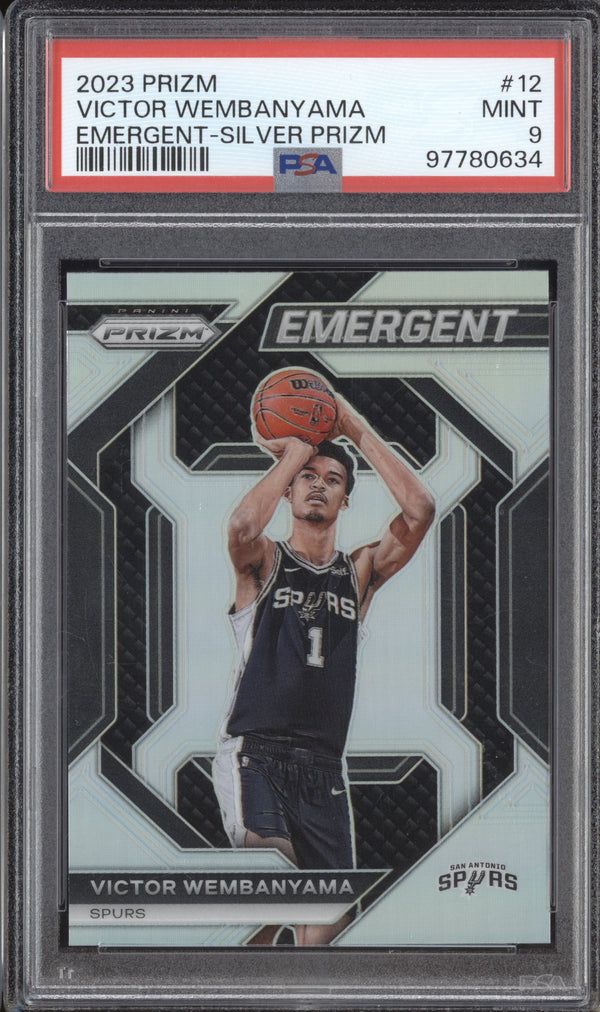 Victor Wembanyama 2023-24 Panini Prizm 12 Emergent Silver RC PSA 9