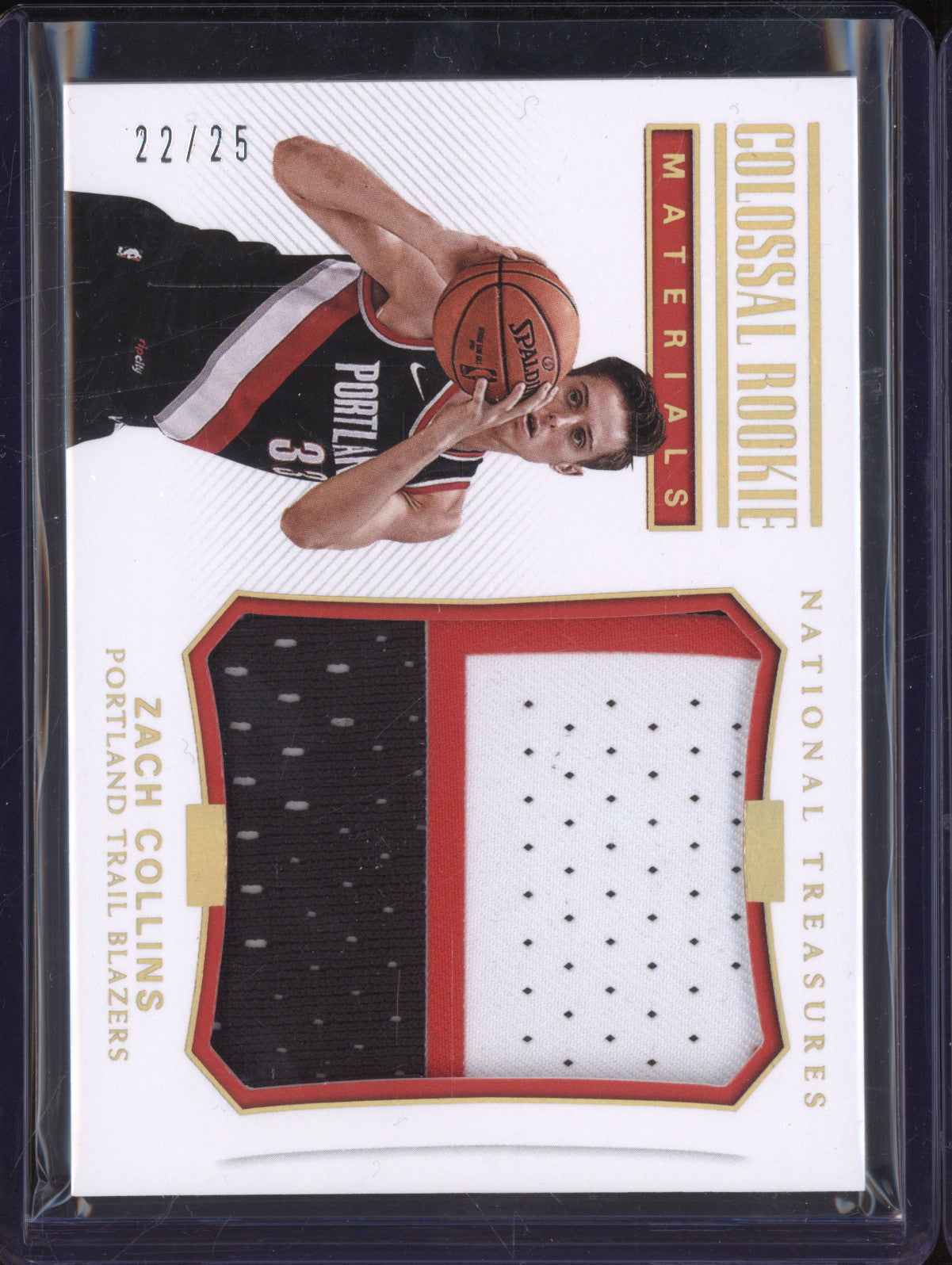 Zach Collins 2017-18 Panini National Treasures CRM-20 Colossal Rookie Materials Prime RC 22/25