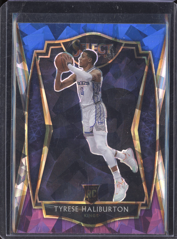 Tyrese Haliburton 2020-21 Panini Select 189 Cracked Ice Blue White Purple RC