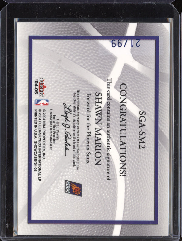 Shawn Marion 2004-05 Fleer Showcase SGA-SM2 Signature Showcase Auto 21/99