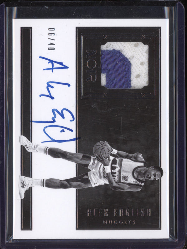 Alex English 2016-17 Panini Noir 4 Autograph Prime Black & White 6/40