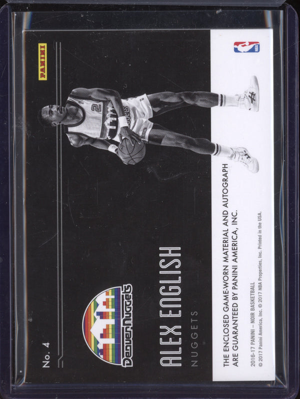 Alex English 2016-17 Panini Noir 4 Autograph Prime Black & White 6/40