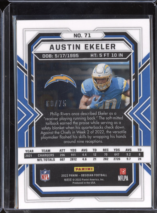 Austin Ekeler 2022 Panini Obsidian 71 Orange Etch 60/75