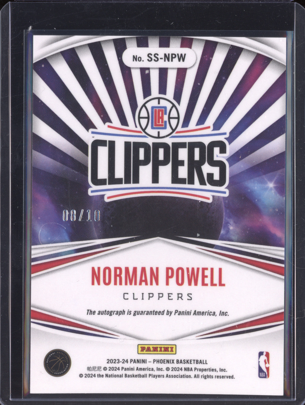 Norman Powell 2023-24 Panini Phoenix SS-NPW Stellar Signatures Gold 8/10