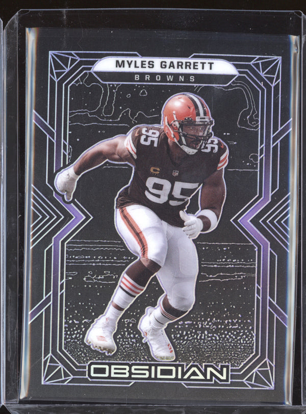 Myles Garrett 2022 Panini Obsidian 28 Purple Etch 71/100