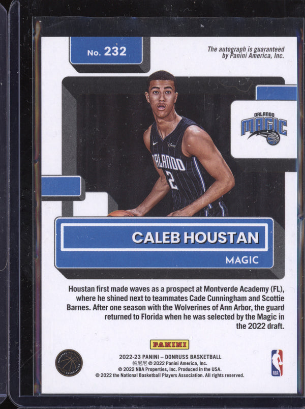 Caleb Houstan 2022-23 Panini Donruss 232 Rated Rookies Signature Blue Choice RC 40/49