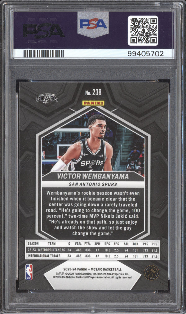 Victor Wembanyama 2023-24 Panini Mosaic 238 RC PSA 9