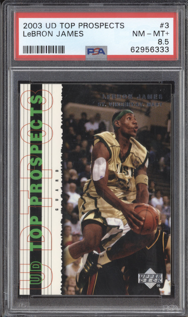 LeBron James 2003-04 Upper Deck Top Prospects 3 RC PSA 8.5