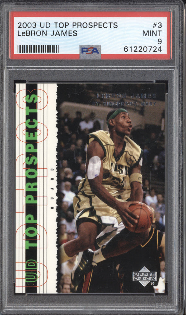 LeBron James 2003-04 Upper Deck Top Prospects 3 RC PSA 9