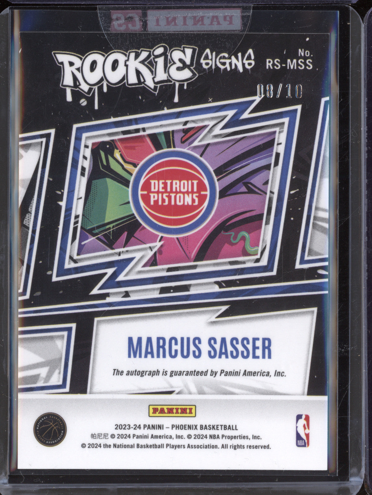 Marcus Sasser 2023-24 Panini Phoenix RS-MSS Rookie Signs Auto Gold RC 8/10