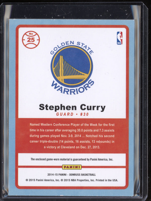 Stephen Curry 2014-15 Panini Donruss 25 Game Threads