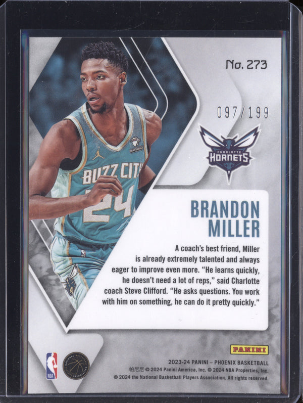 Brandon Miller 2023-24 Panini Phoenix 273 Red RC 97/199