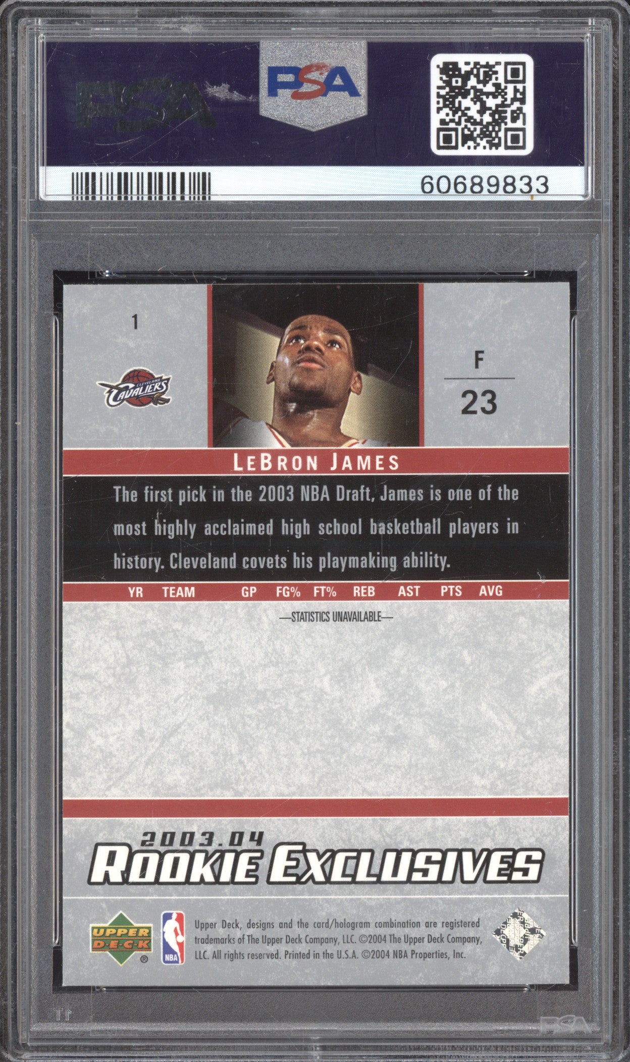LeBron James 2003-04 Upper Deck  1 Rookie Exclusives RC PSA 9