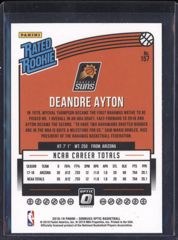 Deandre Ayton 2018-19 Panini Donruss Optic 157 RC