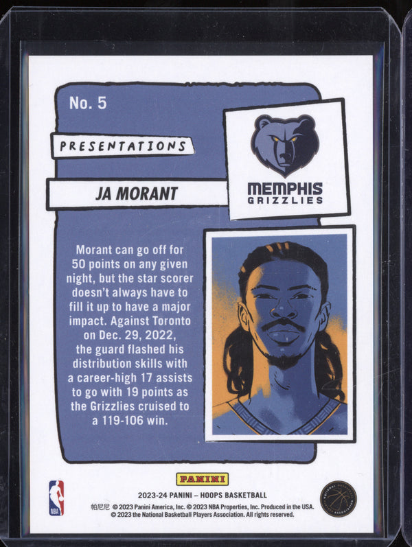 Ja Morant 2023-24 Panini Hoops 5 Presentations