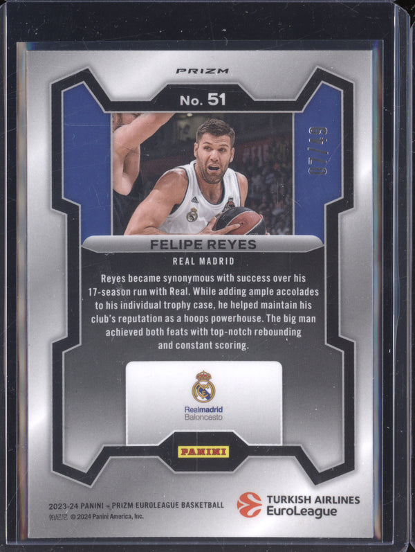 Felipe Reyes 2023-24 Panini Prizm Euroleague 51 Orange 7/49